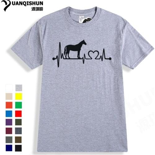 Horse Heartbeat line Print Unisex Tshirt 16 Colors Cotton Casual Funny T Shirt Lady Girl Top Tee Harajuku Hip Hop Tumblr XS-3XL