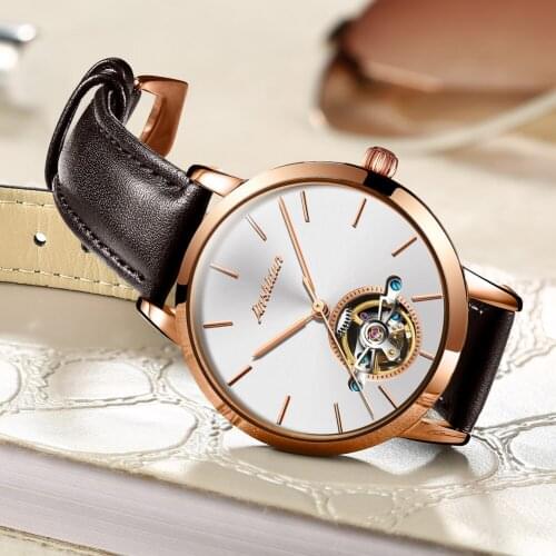 JSDUN 2021 Brand Luxury Ladies Mechanical Watch Hollow Tourbillon Watch Automatic Ladies Waterproof Classic Watch Relojes Hombre