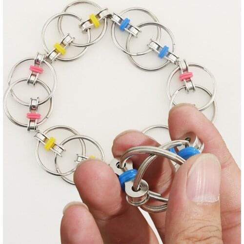 Key Ring Hand SpinnerFidget Toy Reduce Stress Chain Vent Decompression Toy for Children Adult Anxiety Relief Gadget