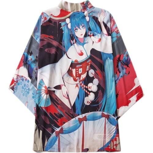 Japanese Kimono Women Yukata Female Summer Beach Kimono Cardigan Haori Obi Japanese Traditional Kimono Streetwear Shirt V2082