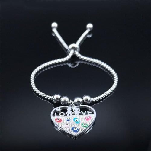 Stainless Steel Colorful Turkey Eye Boy Girl Beads Bracelet Charm for Women/Men Bracelets Jewelry pulseira feminina B5233S01
