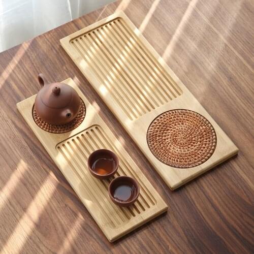 Creative Vintage Tea Tray Bamboo Simple Japanese Style Tea Tray Square Decorative Luxury Bandeja Madera Teaware Tools DI50CP