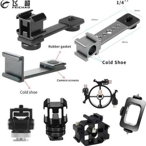 3in1 Triple Cold Shoe Mount Plate Bar Microphone Stand Video Light Extend Bracket for Zhiyun Smooth 4 Feiyu Vimble 2 Osmo Mobile