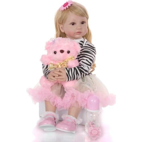 Bebe reborn doll Five-star handmade girl 60cm big size silicone reborn boncas realistic Golden wig Princess game toy boy gift