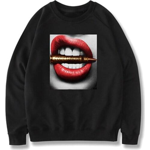 Cody Lundin Fashion Men Women Pullover O Neck Pullover Red Lip Bullet Print Streetwear Harajuku New Cotton Sports Sweatshirt