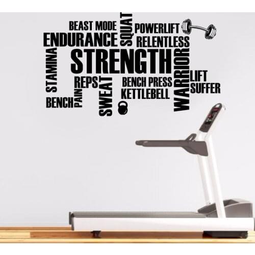 GYM motivation word quote wall sticker art vinyl decoration gym phrase word wall sticker training room wall decoration js12