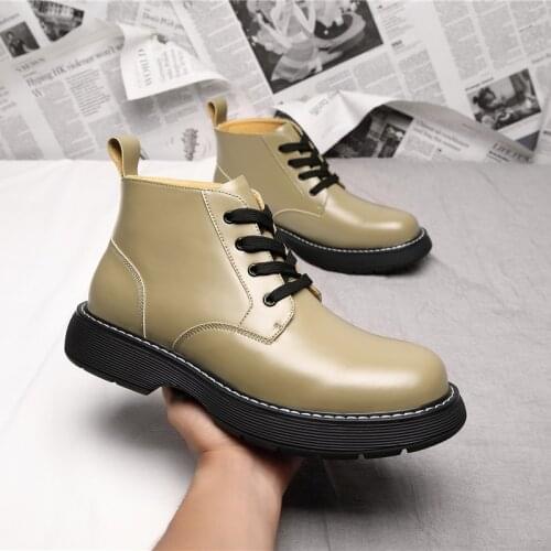 2022 Handmade Autumn Winter Casual Men Shoes Luxury Brand High Quality Ankle Leather Boots Thick Bottom Round Toe Fashion Trend