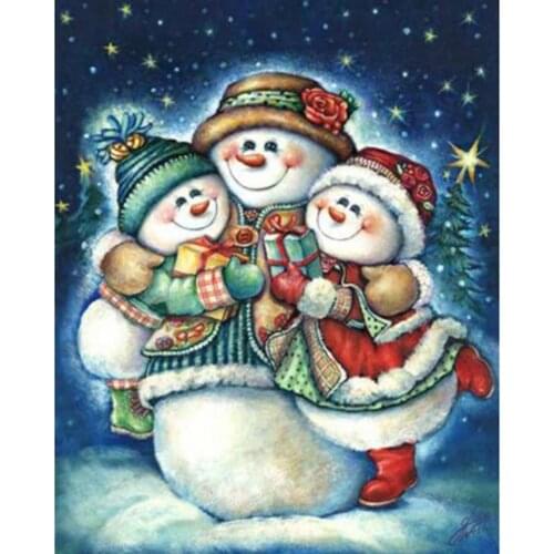 Christmas Snowman Embroidery 11CT Kit Needlework Craft Set Canvas Printed Cotton Thread Home Decor Christmas Gift Dropshipping