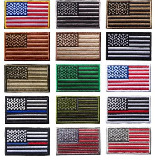 American Flag Army Tactical Military Patches USA Embroidery Velcro Stickers Colorful America Stars Cloth Backpack Hat Armband