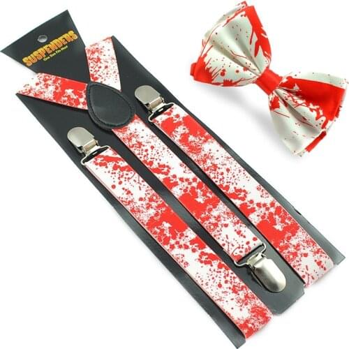2020 New Halloween Vampire Blood Clip on suspenders Elastic Braces For Men Women 2.5cm suspender For Trousers Pant Holder Gallus