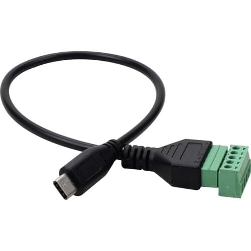 Type C Male to 5P Green Wiring Pluggable Terminal Adapter Type-C 2.0 From Welding Extension Cable