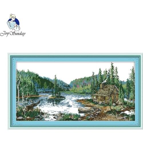 Joy Sunday Scenery style With lake and hills counted cross stitch christmas stocking kits needlework stitching art home ornament