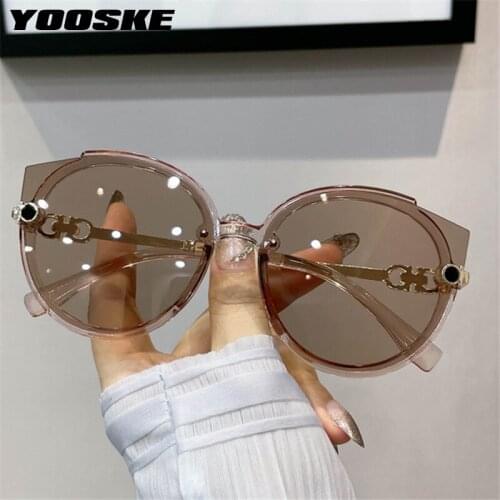 YOOSKE Luxury Round Womens Sunglasses Fashion Metal Vintage Sun Glasses Men Classic Sunglass Black Eyewear Shades UV400