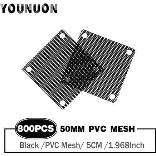 800PCS 5CM 50MM PC Fan Chassis Cooling Dust Filter 50X50MM PVC Net Guard Fan Cover Dust Filter Antidust Net