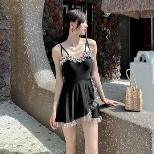 One Piece Swimsuits Bathing Suit Woman Swimsuit Women Sexy Fairy Korean Celebrity Underwire Bracket Solid Polyester