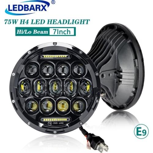 LEDBARX 2pcs 7 Inch H4 LED Headlight High Low 4x4 4WD SUV Harley Motorcycle H4 H13 LED Head Lamp For ATV Pickup Lada Niva Truck
