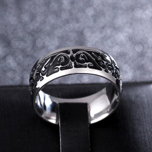 Titanium Vintage Decorative Pattern Ring Stainless Steel Rings For Men and Women Personalized Ring Customize Ring Engraved Ring