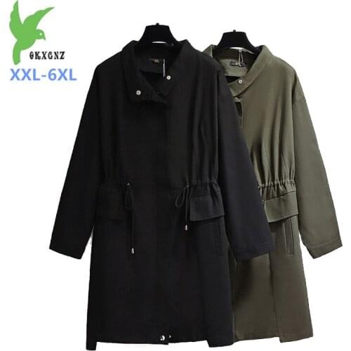Women super oversize trench coat spring autumn Medium length windbreaker coat female Plus size XXL-6XL casual cotton trench G786