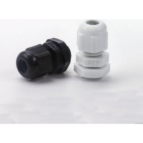 Waterproof Cable Glands PG7 Fixed Head White Black LED Cable Joint 100pcs