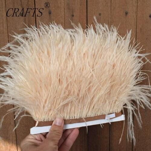 High-quality fluffy champagne ostrich hair trimming cloth belt 5M 10M DIY clothing accessories decorative accessories 8-11cm