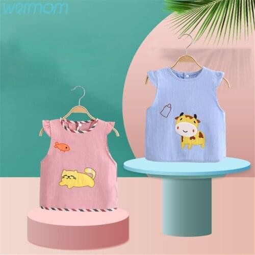 Warmom Spring And Summer Childrens Eating Sleeveless Bib Baby Reverse Dressing Baby Waterproof Knitted Cartoon Overalls