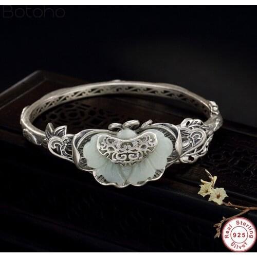 Fine jewelry S925 pure silver colour jewelry accessories Thai silver colour hand-made ladies' ethnic customs Tian Yu bracelets