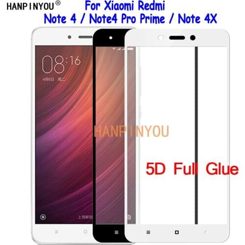 For Xiaomi Redmi Note 4 4X Pro Prime 5D Full Cover Glue Tempered Glass Screen Protector Explosion-proof Protective Film Guard