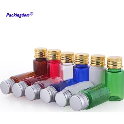 100pcs Empty Plastic Bottle Aluminum Cap Mini Cosmetic Containers Refillable Sample Bottles Travel Packaging Tube Small 10ml