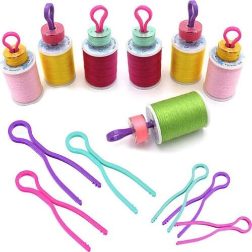 12pcs Plastic Bobbin Clips Bobbin Thread Holders Sewing Thread Spool Organizer Sewing Machine Accessories Quilting Supplies
