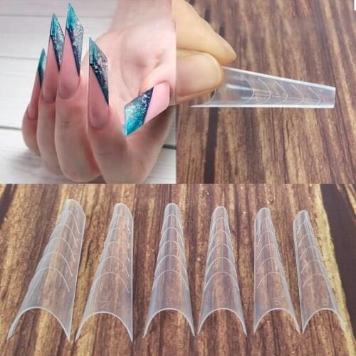 60 120Pcs/Bag Clear Nail Forms Tips Quick Building Mold Full Cover Poly Nail Gel UV Acrylic Finger Extension False Nails