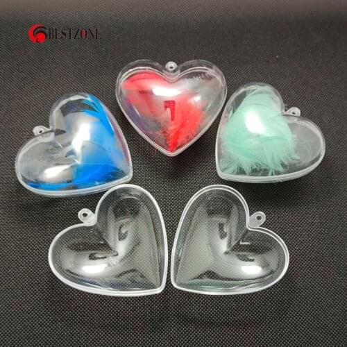 2.36'' Love Romantic Heart Shaped Capsule Clear Plastic Christmas Balls Transparent Tree Ornaments For New Year Decorations