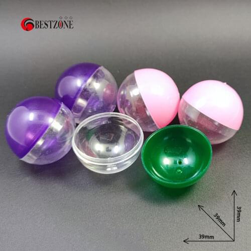50Pcs/Lot Diameter 39MM Half Clear Transparent And One Of Other Color Empty Bulk Toy Vending Plastic PP/PS Capsules