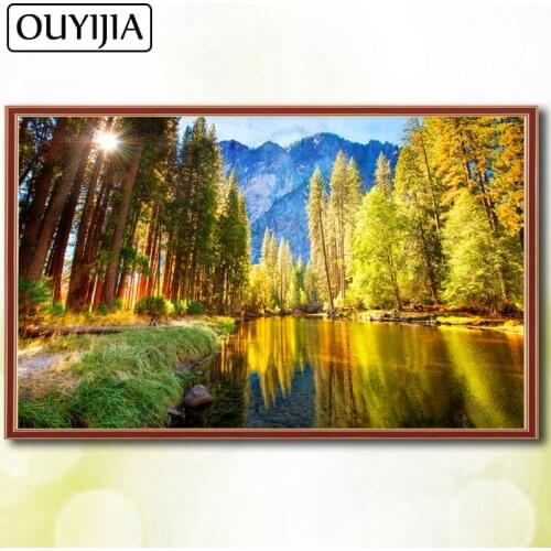 5D DIY Diamond Painting Full Square OUYIJIA Scenery Forest Trees Embroidery Sale Nature Diamond Mosaic Picture Of Rhinestones