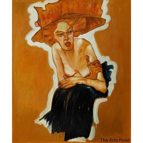 Photo to Oil Painting Scornful Woman by Egon Schiele Abstract Painting on Canvas Wall Decor Hand Painted Portrait
