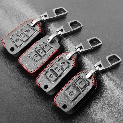 2020 Leather Key Cover Case For VW Golf Bora Jetta POLO GOLF Passat For Skoda Octavia A5 A7 Fabia SEAT Ibiza Leon Car Protection