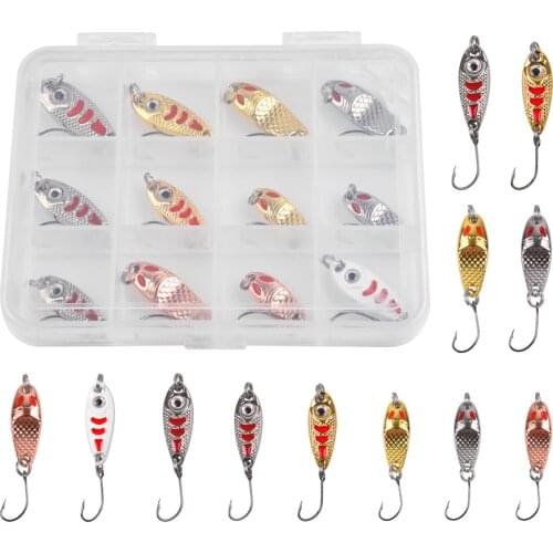 Zinc alloy Fishing Trout Lures Kit Jig Spoon lure with Single hook 3D Eyes 2g-5g Artificial hard Fishing Bass lure set