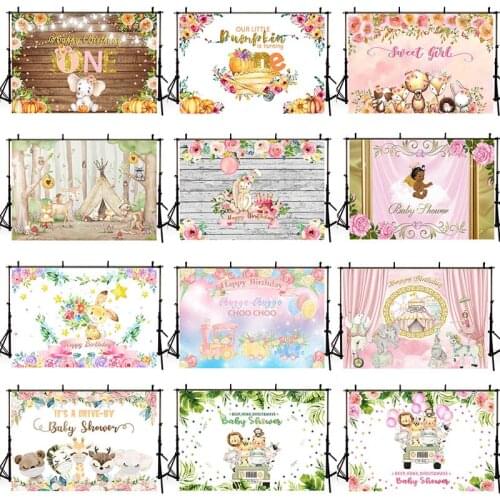 DAWNKNOW Customize Zoo Baby Shower Photography Background Backdrop Tapestry One Children Birthday Party Decoration Photo Studio