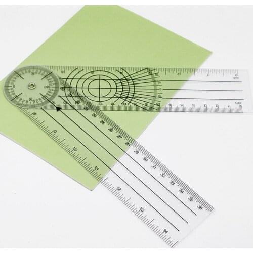 Goniometer 360 Degree Spinal Goniometer, 0-140mm Clear Plastic Angle Protractor Physical Therapy Ruler for Orthopaedics