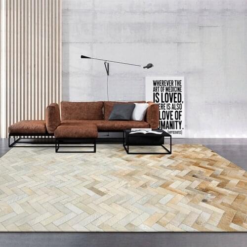 100% natural genuine cowhide leather rugs luxury patchwork carpet for living room sofa tea table bedroom mat floor