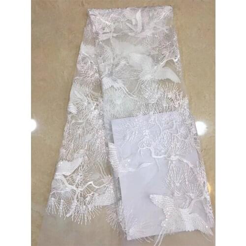 New retro crane polyester screen embroidered lace fabric