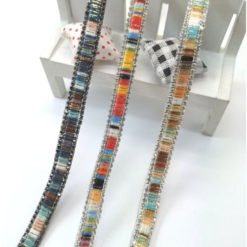 20cm length Sewing Trim Crystal Motif Strass Hot Fix Rhinestone Tape Ribbon With Rhinestones Iron On Appliques For jeans