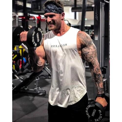Summer Men Tank Tops Letter Printed Sleeveless Tank tops For men Bodybuilding Clothing Undershirt Fitness training vests
