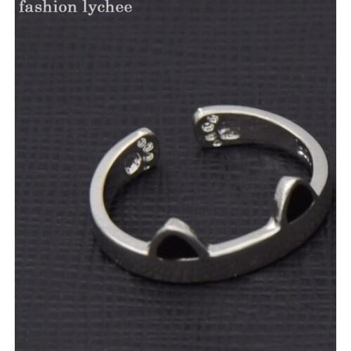 Fashion lychee Matte Metal Lovely Animals Cat Ear Claws Shaped Women Fashion Girls Birthday Rings Jewelry Gift