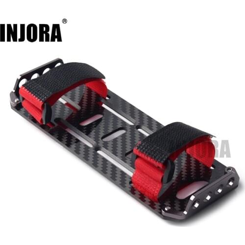 INJORA RC Car Carbon Fiber Battery Mounting Plate with Tie for 1/10 RC Crawler Car Axial SCX10 90046