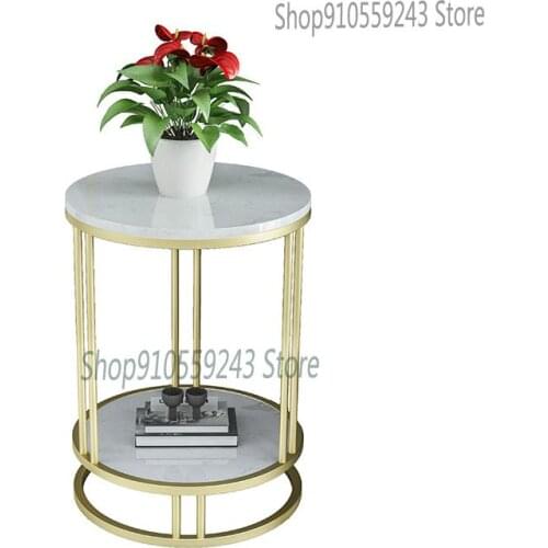 Nordic Light Luxury Wrought Iron Side Table Living Room Sofa Marble Small Coffee Table Simple Balcony Small Round Table Fashion