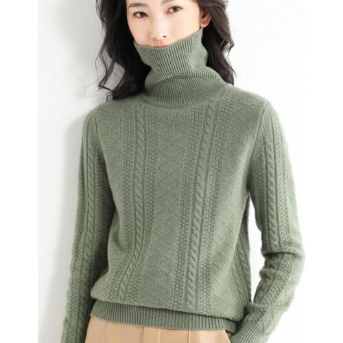 Cashmere solid Twist turtleneck sweater womens pullover 2021 autumn winter new loose knitted bottoming jumper women sweaters