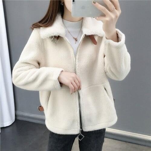 Autumn Winter Coat Women Turn Down Collar Zipper Pocket Jacket Solid Slim Female Outerwear Hot Stylish Plush S-XL