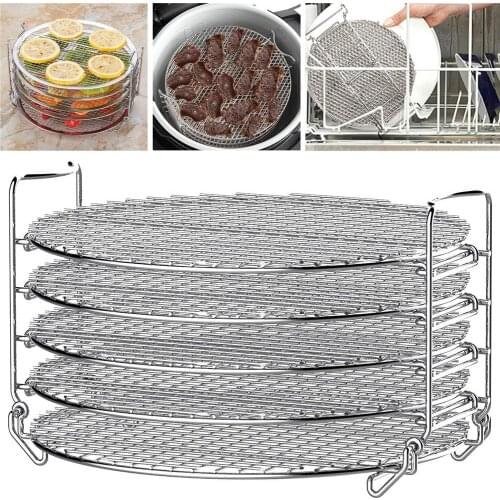 Grill Stand Air Fryer with Five Stackable Layers Food Grade 304 Stainless Steel Dehydrator Rack Accessories
