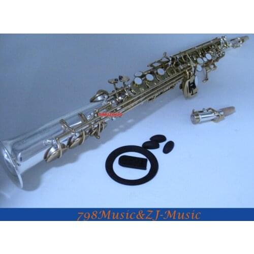 Silver Plated and Gold Keys Soprano Saxophone Bb key to High F key FREE LORICO Saxophone Ring Mute L-RS