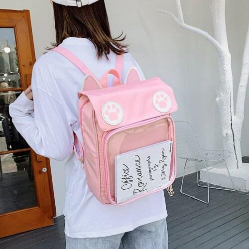 Transparent Backpacks Women Paws School Backpack for Teenager girls Clear Bag Students Travel Bags